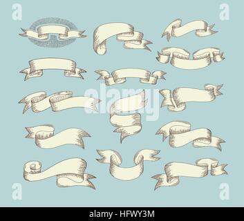 Hand-Zeichnung Band in alten Vintage-Stil Design Elemen Gravur Stock Vektor