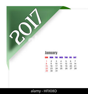 2017 Januar Kalender Stockfoto