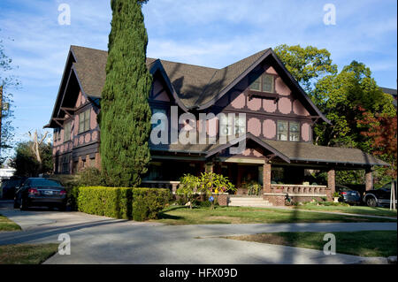 Historische Handwerkshäuser im West Adams District in Los Angeles, CA., USA Stockfoto