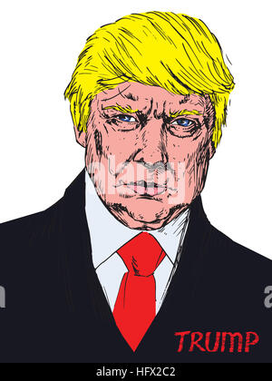 Porträt von Donald Trump, Abbildung im Pop-Art-Stil Stockfoto