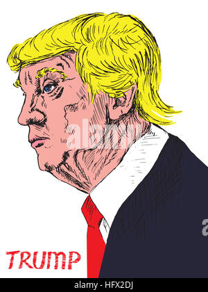Porträt von Donald Trump, Abbildung im Pop-Art-Stil Stockfoto
