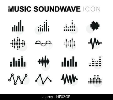 Vektor-flache Musik Soundwave Icons set auf weißem Hintergrund Stock Vektor