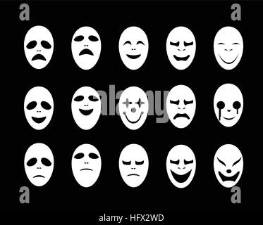 Satz von weißen Geist Gesichtsmaske im flachen Stil, Vektor-design Stock Vektor