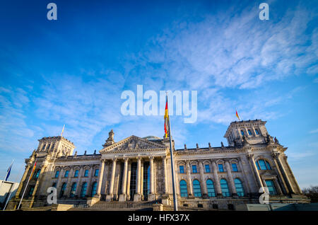 Reichstag/Reichstagsgebäude.. Deutsche Parlament Gebäude im Stil der Neorenaissance. Berlin, Deutschland Stockfoto