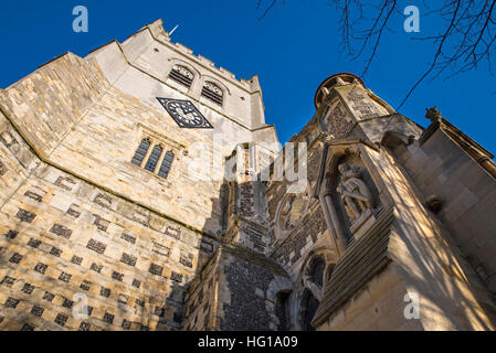 Ein Blick auf die historische Waltham Abbey Kirche in Waltham Abbey, Essex. Stockfoto