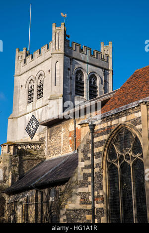 Ein Blick auf die historische Waltham Abbey Kirche in Waltham Abbey, Essex. Stockfoto