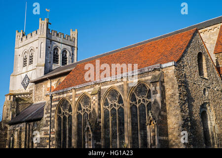 Ein Blick auf die historische Waltham Abbey Kirche in Waltham Abbey, Essex. Stockfoto