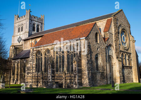 Ein Blick auf die historische Waltham Abbey Kirche in Waltham Abbey, Essex.  König Harold II. starb in der Schlacht von Hastings 1066, begraben zu werden sagte ich Stockfoto