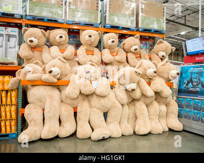 Riesigen Teddybären sind zum Verkauf an ein Display in einem Laguna Niguel, CA, Costco big Box speichern. Stockfoto