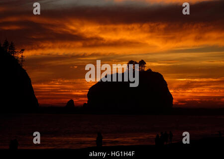 Sonnenuntergang in La Push Washington Stockfoto