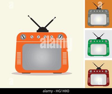 Satz von Vintage Fernsehen Vektor-Illustration Stock Vektor