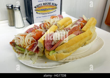 USA New Jersey NJ Atlantic City weiße Haus Subs Sandwich Shop italienische Hoagie u-Boot Stockfoto