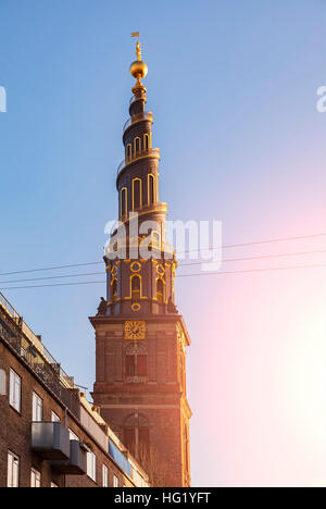 Bild der Spirale-Turm der Kirche des Erlösers in Kopenhagen, Dänemark. Stockfoto