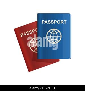 Rotes und blaues Leder Passport Symbol Vektor-illustration Stock Vektor