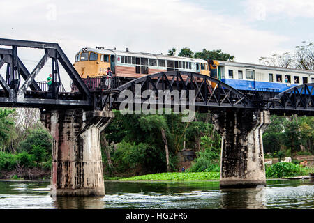 Bahn-Brücke am River Kwai, Kanchanaburi Thailand Stockfoto
