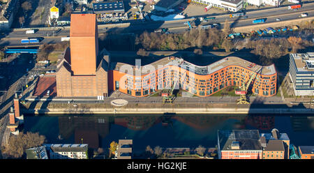 Luftaufnahme, NRW staatliche Archiv Abteilung Rheinland am Innenhafen Duisburg, Architekten Ortner & Ortner Baukunst, BLB Stockfoto