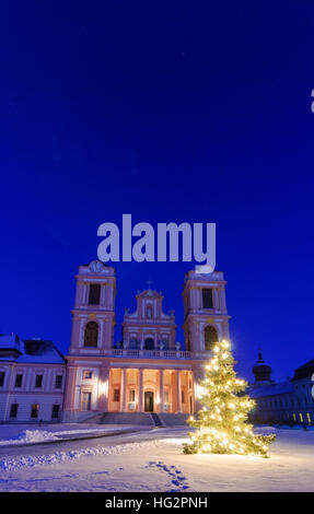 Furth Bei Göttweig: Kloster Göttweig im Advent, Weihnachtsbaum, Wachau, Niederösterreich, Niederösterreich, Österreich Stockfoto