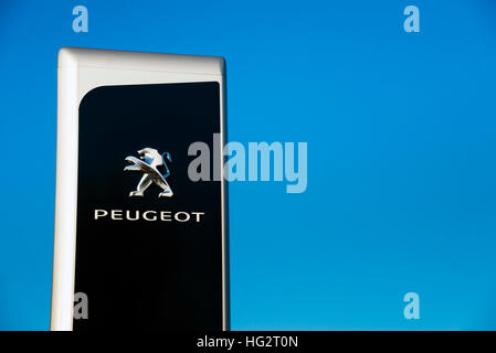Peugeot Zeichen UK. Stockfoto