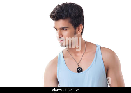 Porträt eines jungen Mannes im Weste Stockfoto