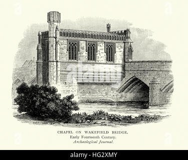 Die Chantry Kapelle von St Mary the Virgin, Wakefield Brücke, Anfang des 14. Jahrhunderts. Stockfoto