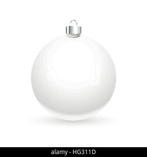 Mock-up des isolierten leeren realistische weiße Weihnachtskugel Stock Vektor