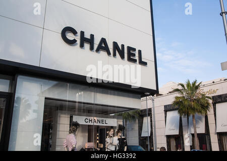 Chanel-Store am Rodeo Drive in Beverly Hills, Los Angeles,L.A.California,U.S.A.,California,U.S.A.,United Staaten von Amerika, Palme, exklusiv, Stockfoto