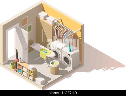 Vektor isometrische low-Poly Wäsche Raum icon Stock Vektor