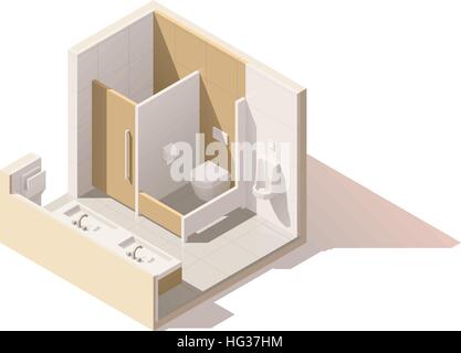 Vektor-isometrische low-Poly-öffentliche Toilette-icon Stock Vektor
