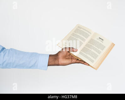 Menschliche Hand, die neuartige Fiction Buch Konzept Stockfoto