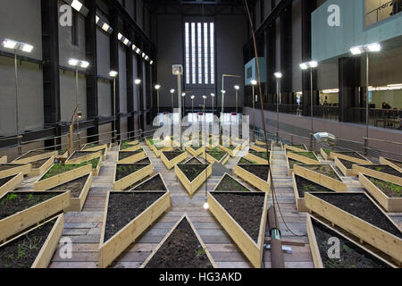 Abraham Cruzvillegas Artwork, genannt "Leere Menge", In der Turbinenhalle der Tate Modern. London. Stockfoto