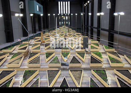 Abraham Cruzvillegas Artwork, genannt "Leere Menge", In der Turbinenhalle der Tate Modern. London. Stockfoto