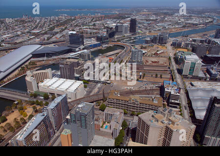 Luftaufnahme des Yarra River und City of Melbourne Victoria Australia Stockfoto