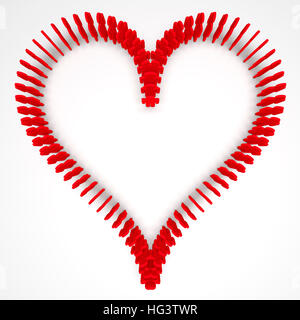 Form des Herzens des Menschen, Ansicht von oben, 3D-Rendering Stockfoto
