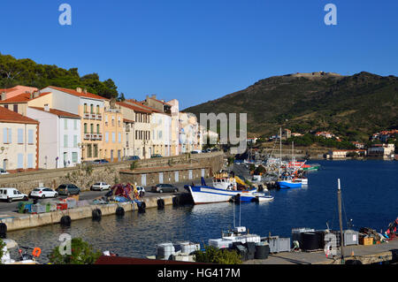 Boote im Hafen von Port-Vendres, Frankreich Stockfoto