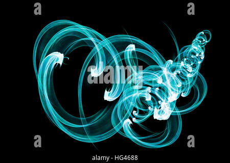 abstrakte blaue Linien auf schwarzem Hintergrund, 3d illustration Stockfoto
