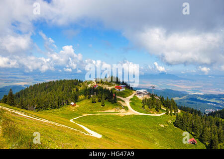 Blick vom Postavarul-massiv, Poiana Brasov, Rumänien Stockfoto