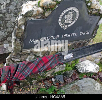 Rob Roys Grave Balquhidder, Robert „Rob“ Roy MacGregor, schottischer Volksheld, Gesetzloser, Ikone Stockfoto