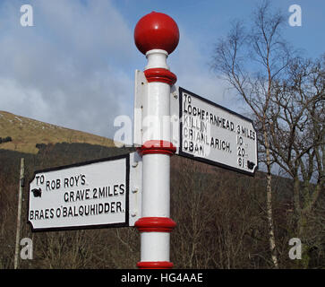 Zeichen, Rob Roys Grab Balquhidder, -Robert "Rob" Roy MacGregor Stockfoto