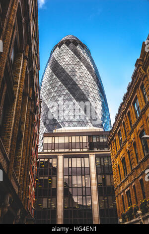 London UK, The Gherkin-Tower Gebäude Detail Architektur skyline