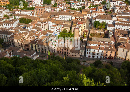 Die Albaicin von oben, Blick von der Alhambra, Granada, Andalusien, Spanien Stockfoto