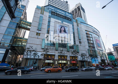 Lotte Department Store Gebäude, Myeong-Dong, Jung-gu, Seoul, Korea Stockfoto