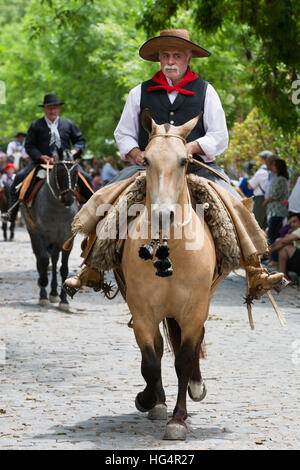 Gaucho-Parade auf den Tag der Tradition, San Antonio de Areco, La Pampa, Argentinien, Südamerika Stockfoto