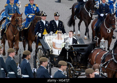 Hochzeit von Kronprinzessin Victoria und Prinz Daniel von Schweden. Stockfoto