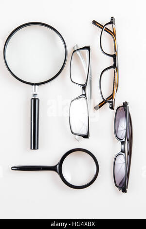 Lesehilfe, lesen, Brille, Lupe, Lupen Stockfoto