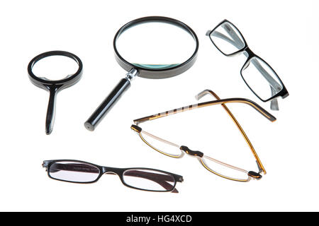 Lesehilfe, lesen, Brille, Lupe, Lupen Stockfoto
