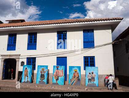 Hauptplatz in Pisac, Peru Stockfoto