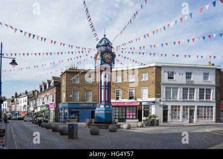 Sheerness Uhrturm, High Street, Sheerness, Isle of Sheppey in Kent, England, Vereinigtes Königreich Stockfoto