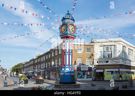 Sheerness Uhrturm, High Street, Sheerness, Isle of Sheppey in Kent, England, Vereinigtes Königreich Stockfoto