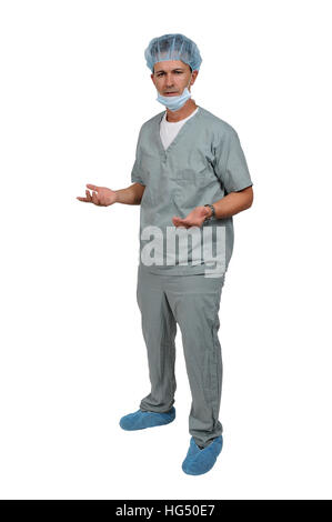 Hübscher junger Mann Arzt tragen scheuert Stockfoto