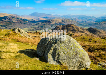 Muncaster fiel über Eskdale in Richtung Scafell schauen Stockfoto